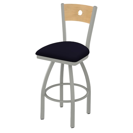 Holland Bar Stool Co 30" Swivel Counter Stool, Nickel Finish, Nat Back, Canter Twilight Seat 83030ANNatMplB002